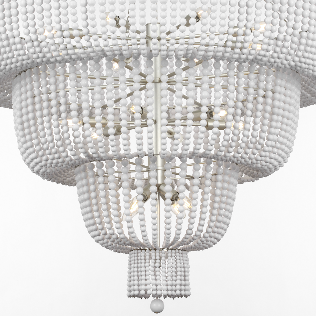 Jacqueline 46" Basket Chandelier | Burnished Silver Leaf | White Acrylic