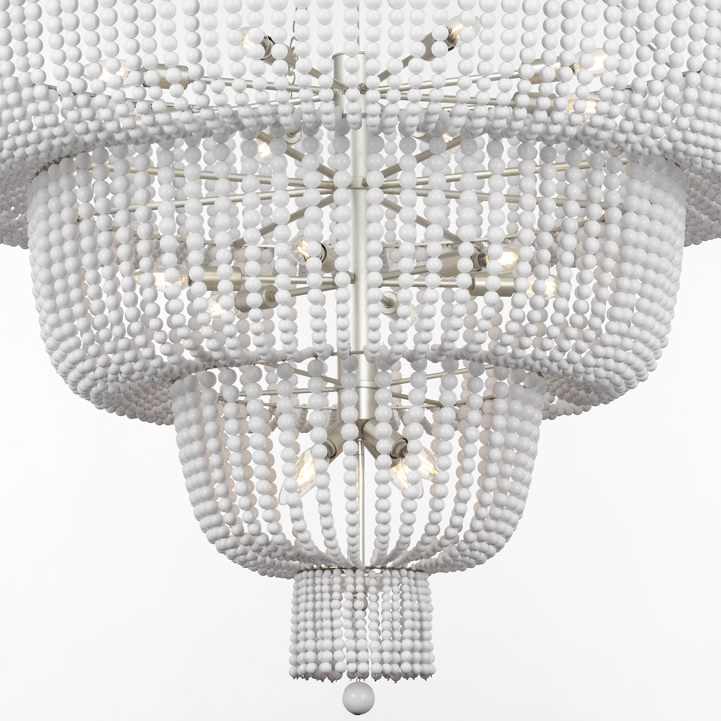 Jacqueline 46" Basket Chandelier | Burnished Silver Leaf | White Acrylic