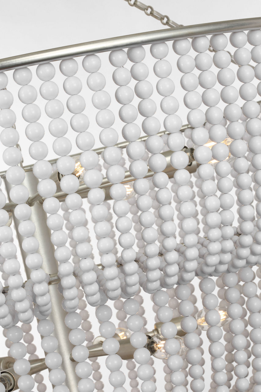 Jacqueline 46" Basket Chandelier | Burnished Silver Leaf | White Acrylic