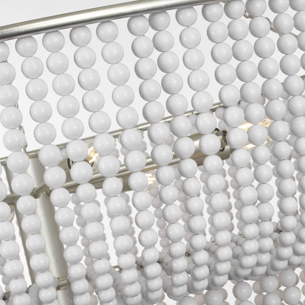 Jacqueline 46" Basket Chandelier | Burnished Silver Leaf | White Acrylic