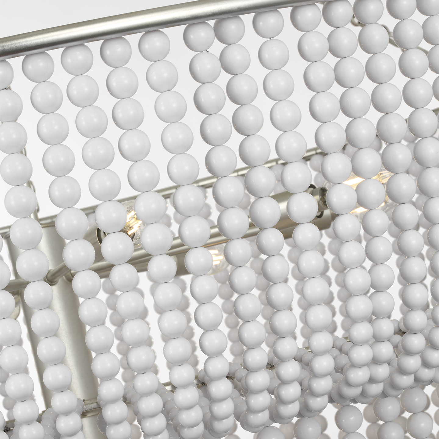 Jacqueline 46" Basket Chandelier | Burnished Silver Leaf | White Acrylic