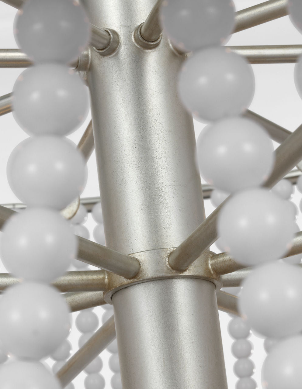 Jacqueline 46" Basket Chandelier | Burnished Silver Leaf | White Acrylic