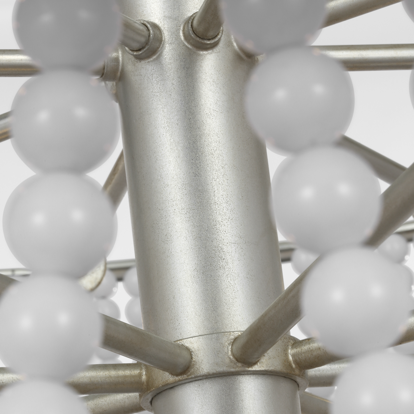 Jacqueline 46" Basket Chandelier | Burnished Silver Leaf | White Acrylic