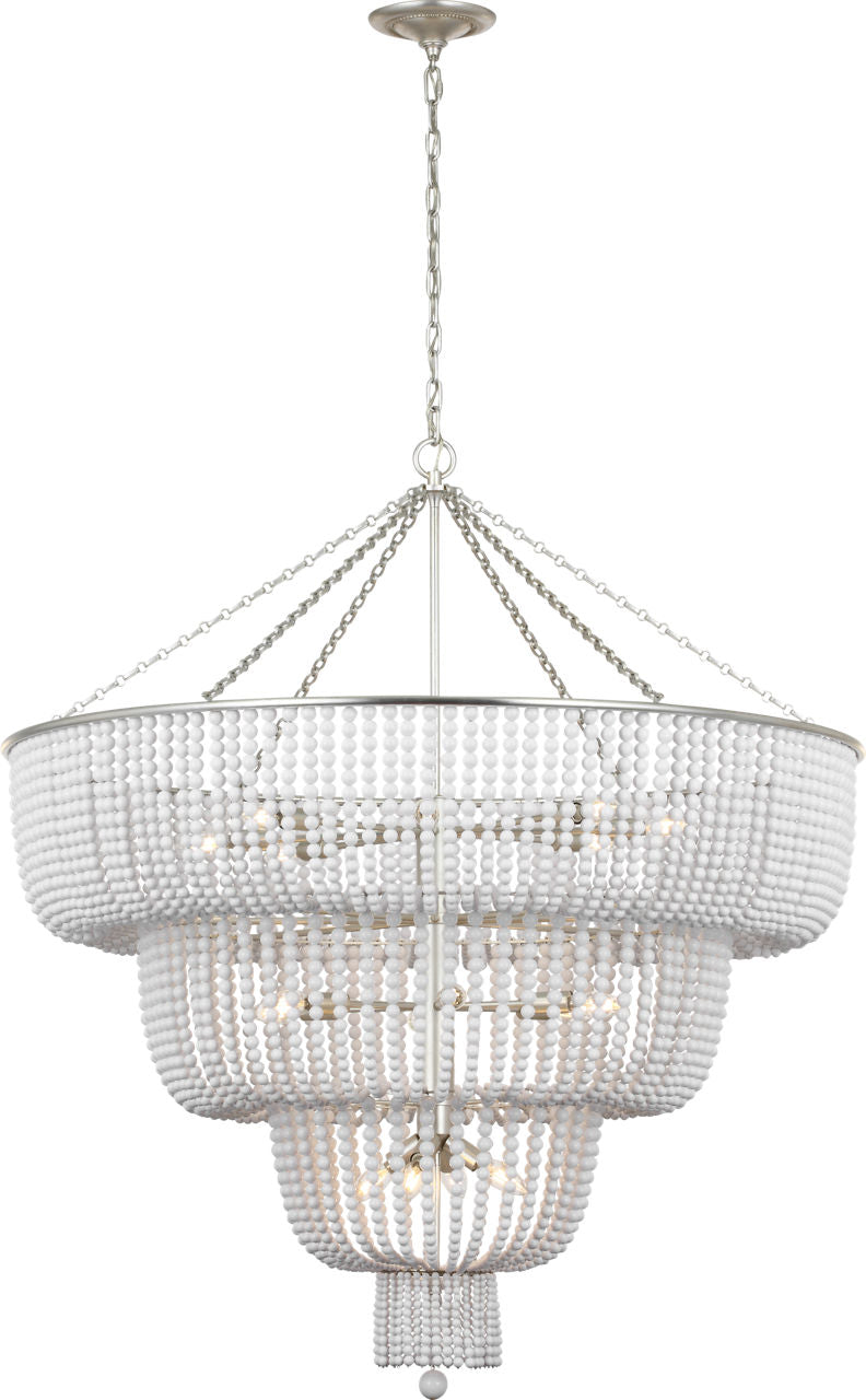 Jacqueline 46" Basket Chandelier | Burnished Silver Leaf | White Acrylic