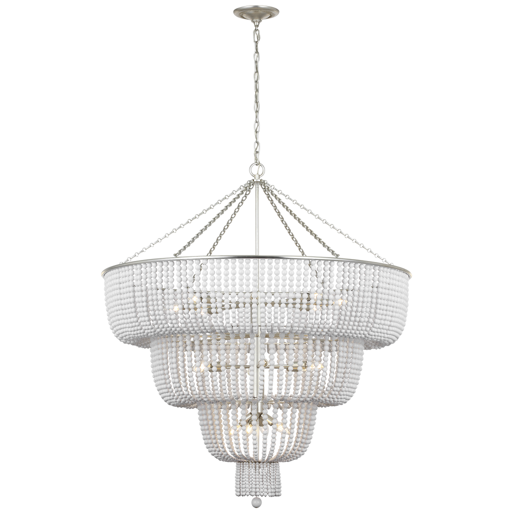 Jacqueline 46" Basket Chandelier | Burnished Silver Leaf | White Acrylic