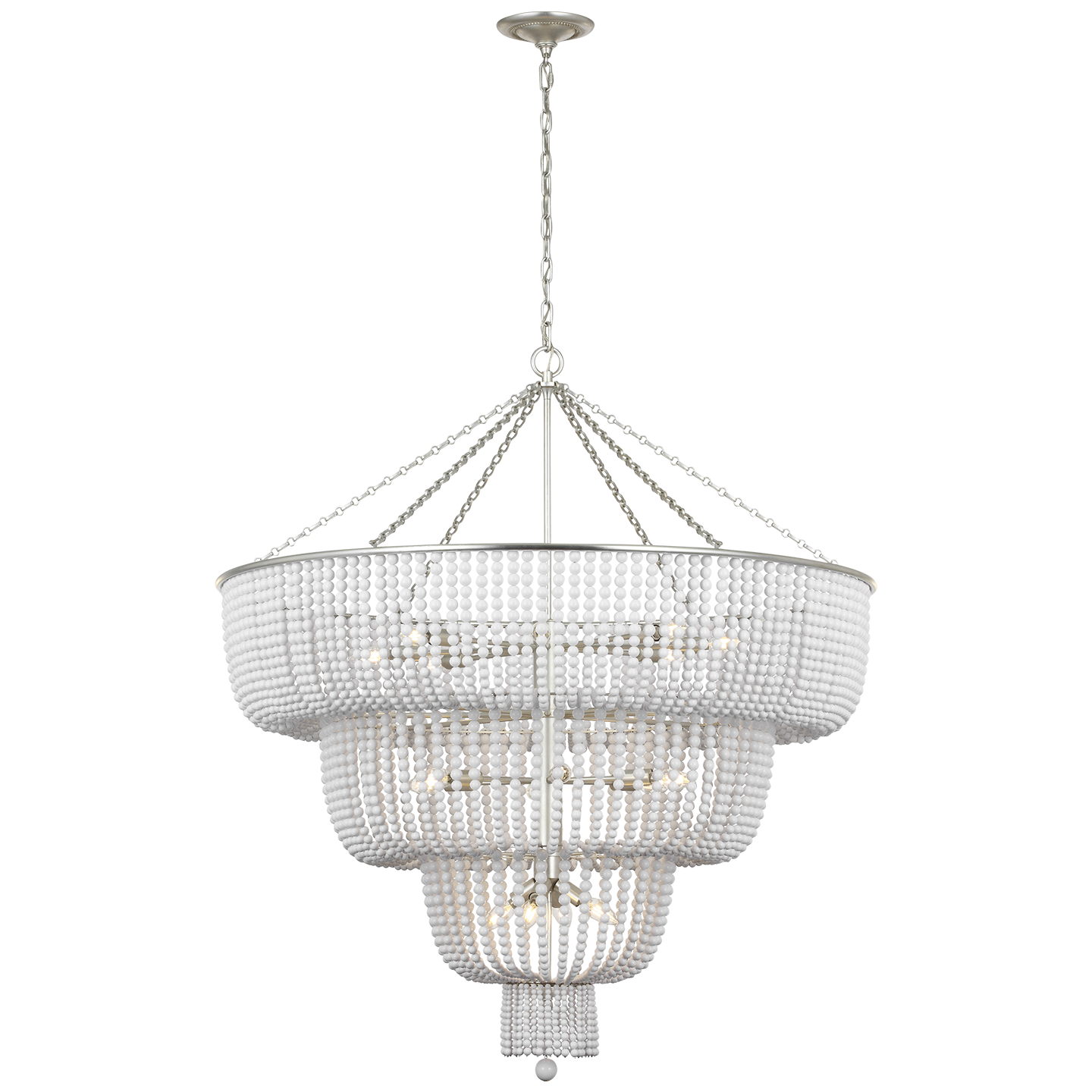 Jacqueline 46" Basket Chandelier | Burnished Silver Leaf | White Acrylic