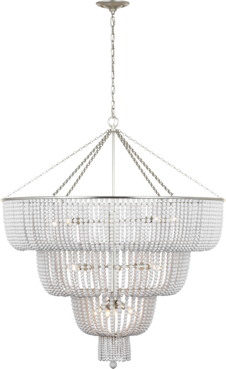 Jacqueline 46" Basket Chandelier | Burnished Silver Leaf | White Acrylic