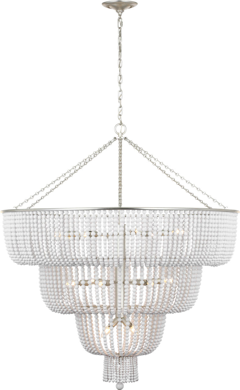 Jacqueline 46" Basket Chandelier | Burnished Silver Leaf | White Acrylic