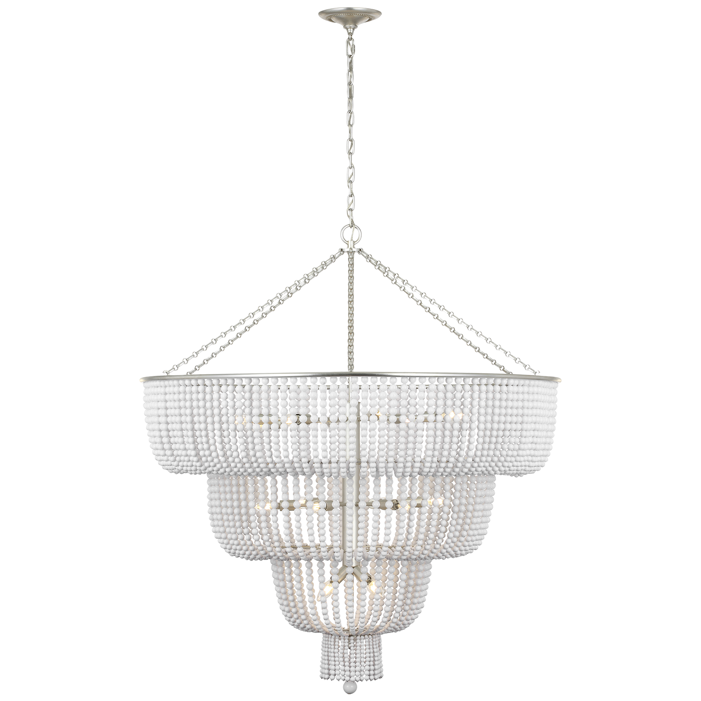 Jacqueline 46" Basket Chandelier | Burnished Silver Leaf | White Acrylic