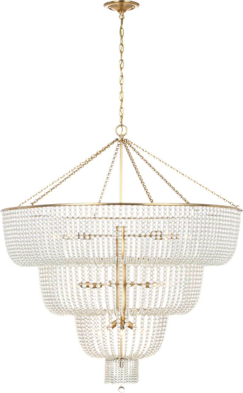 Jacqueline 46" Basket Chandelier | Hand-Rubbed Antique Brass | Clear Glass