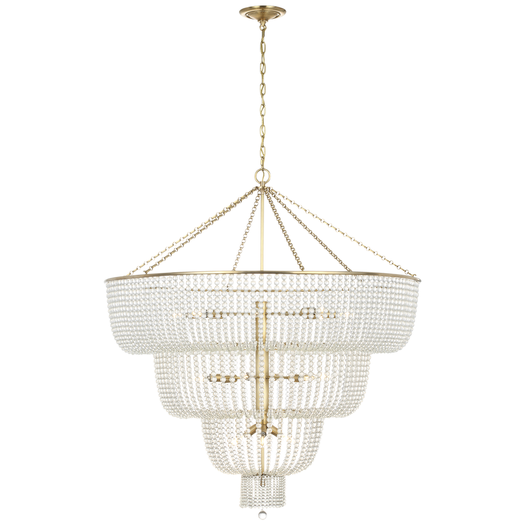 Jacqueline 46" Basket Chandelier | Hand-Rubbed Antique Brass | Clear Glass