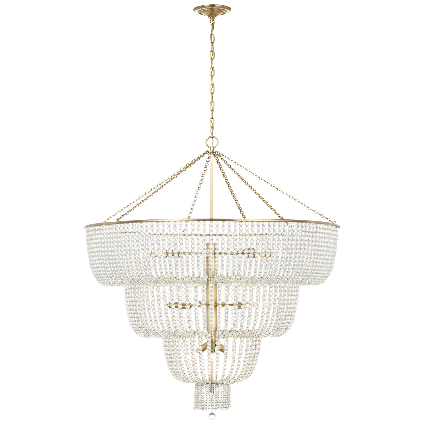 Jacqueline 46" Basket Chandelier | Hand-Rubbed Antique Brass | Clear Glass