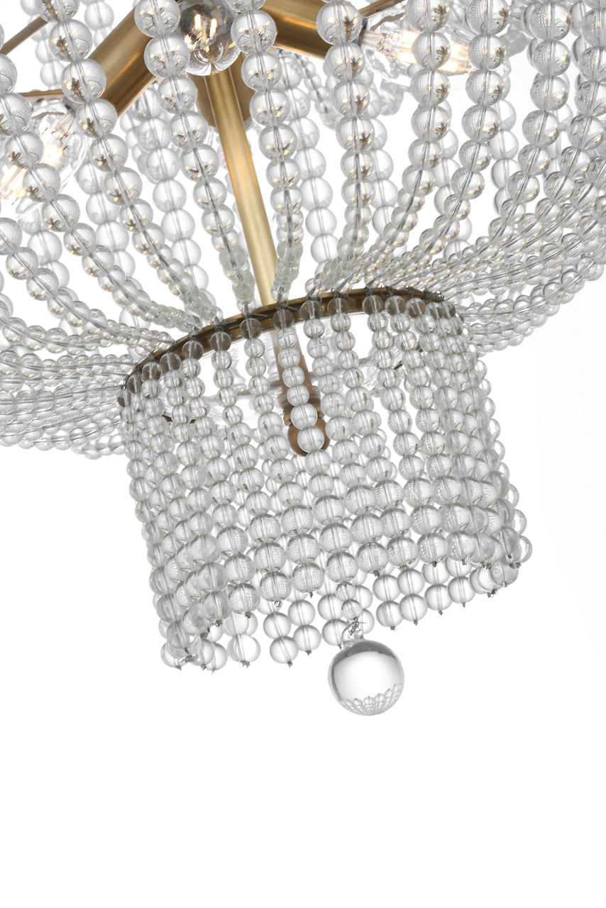 Jacqueline 46" Basket Chandelier | Hand-Rubbed Antique Brass | Clear Glass