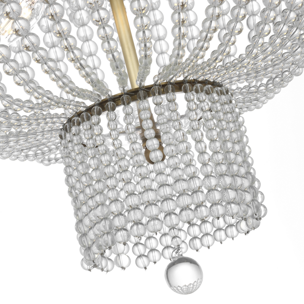 Jacqueline 46" Basket Chandelier | Hand-Rubbed Antique Brass | Clear Glass