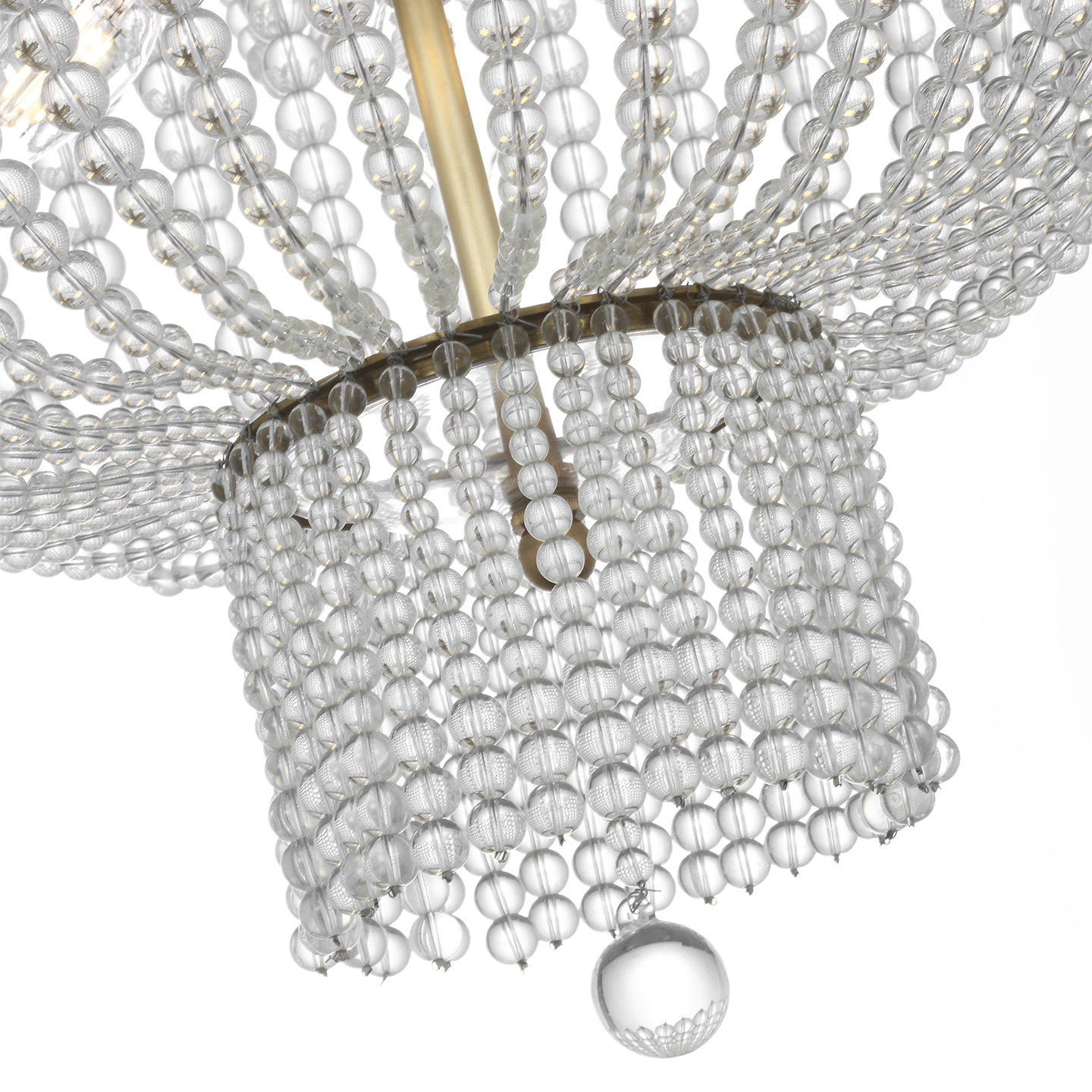 Jacqueline 46" Basket Chandelier | Hand-Rubbed Antique Brass | Clear Glass