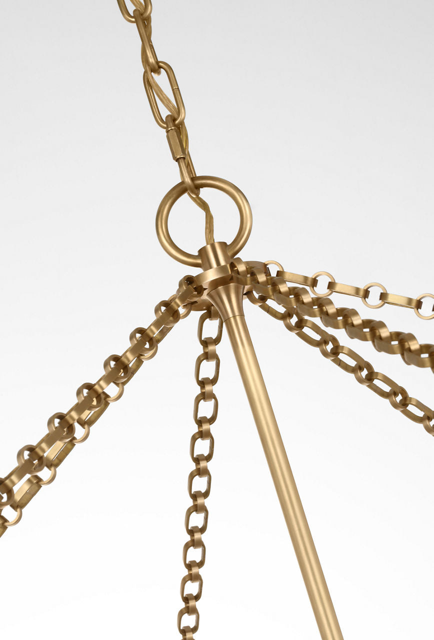 Jacqueline 46" Basket Chandelier | Hand-Rubbed Antique Brass | Clear Glass