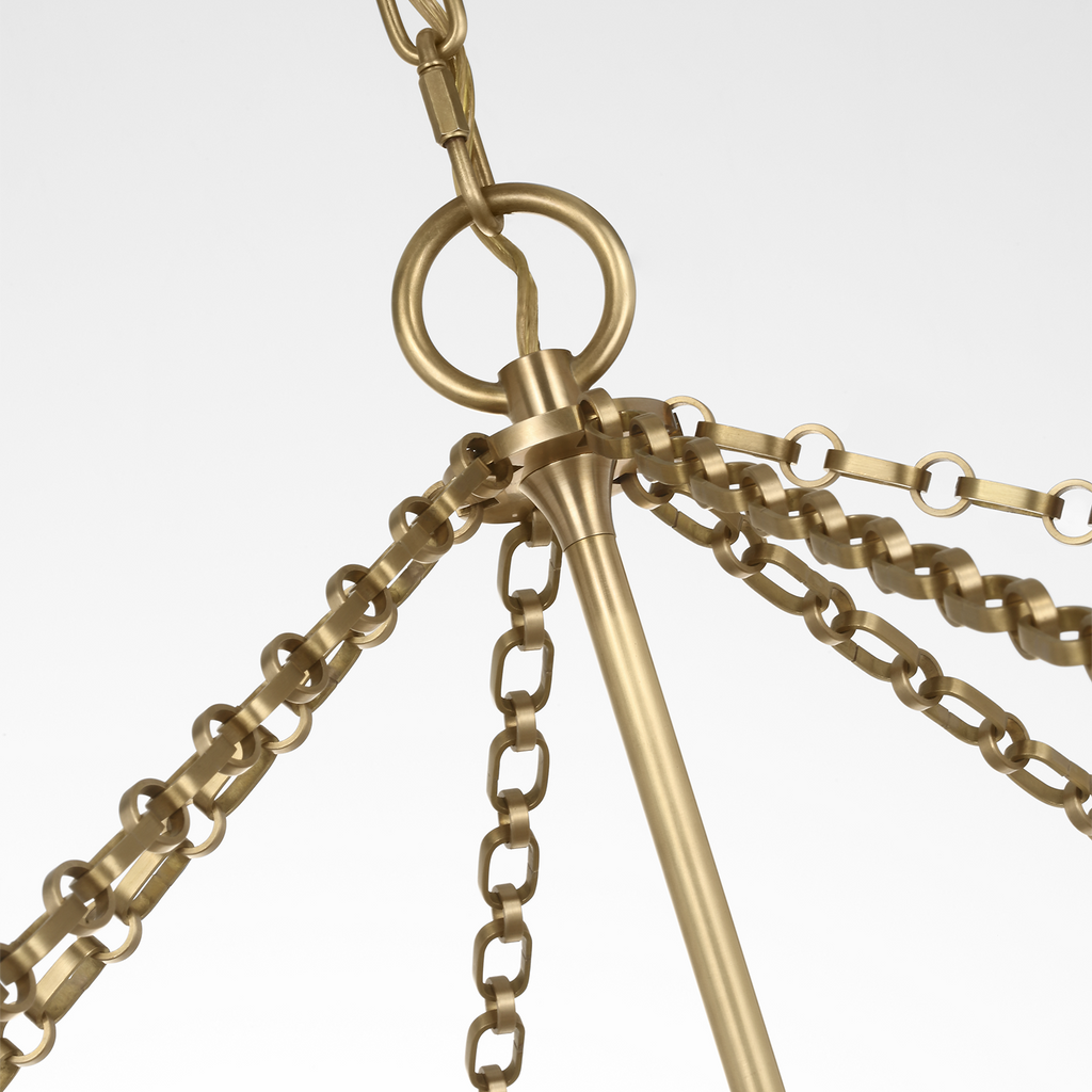 Jacqueline 46" Basket Chandelier | Hand-Rubbed Antique Brass | Clear Glass