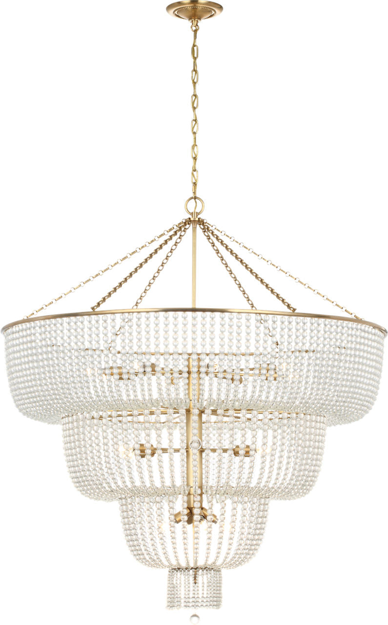 Jacqueline 46" Basket Chandelier | Hand-Rubbed Antique Brass | Clear Glass