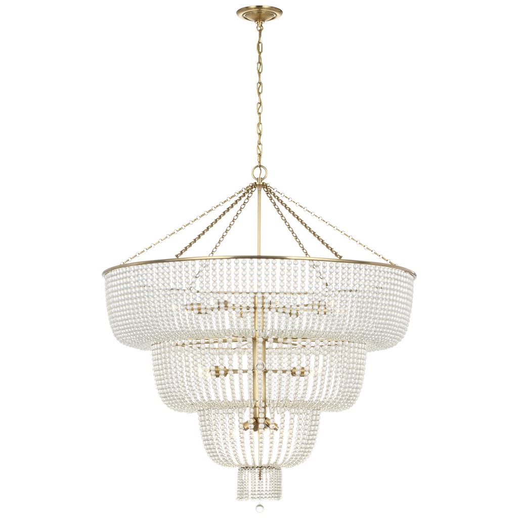 Jacqueline 46" Basket Chandelier | Hand-Rubbed Antique Brass | Clear Glass