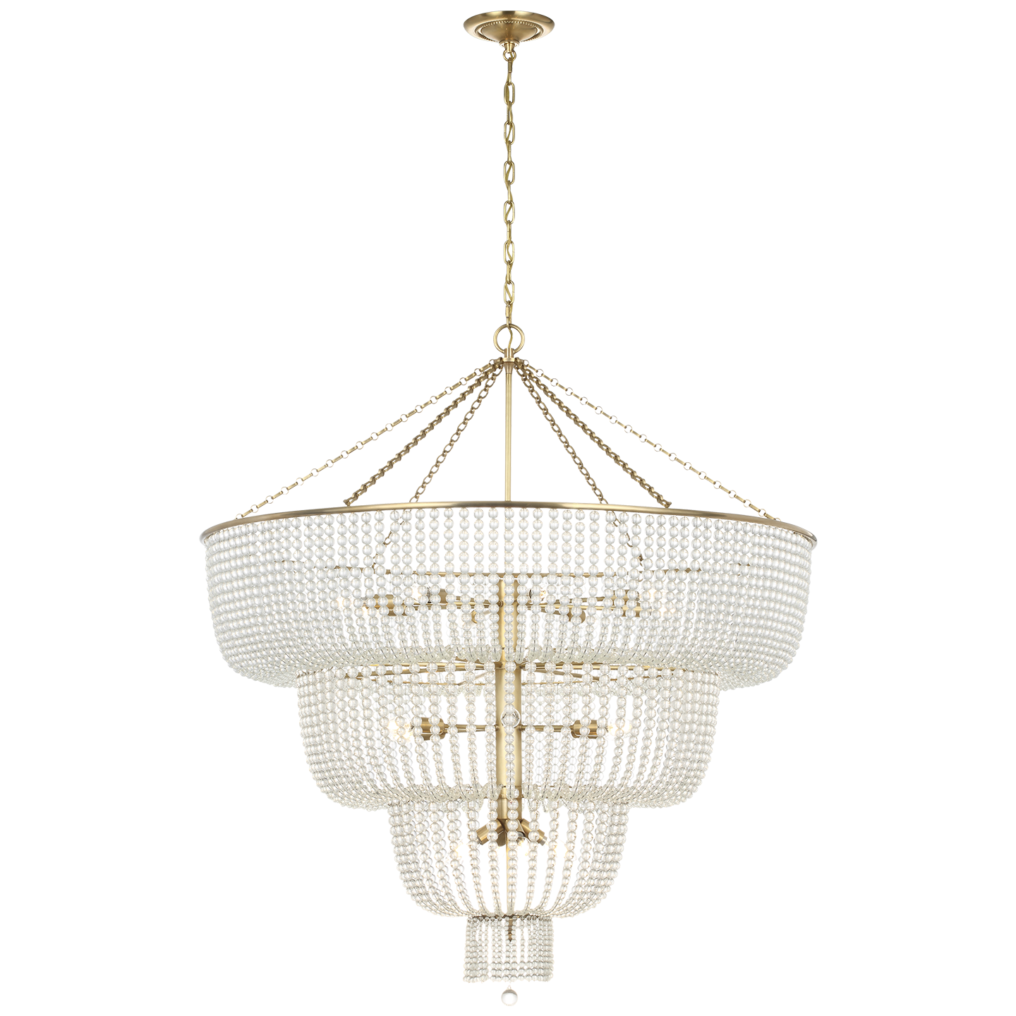Jacqueline 46" Basket Chandelier | Hand-Rubbed Antique Brass | Clear Glass