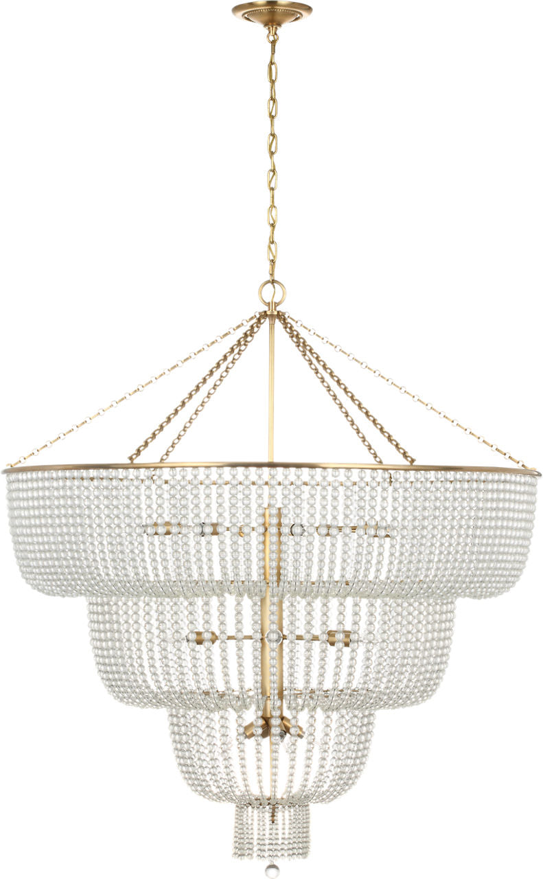 Jacqueline 46" Basket Chandelier | Hand-Rubbed Antique Brass | Clear Glass