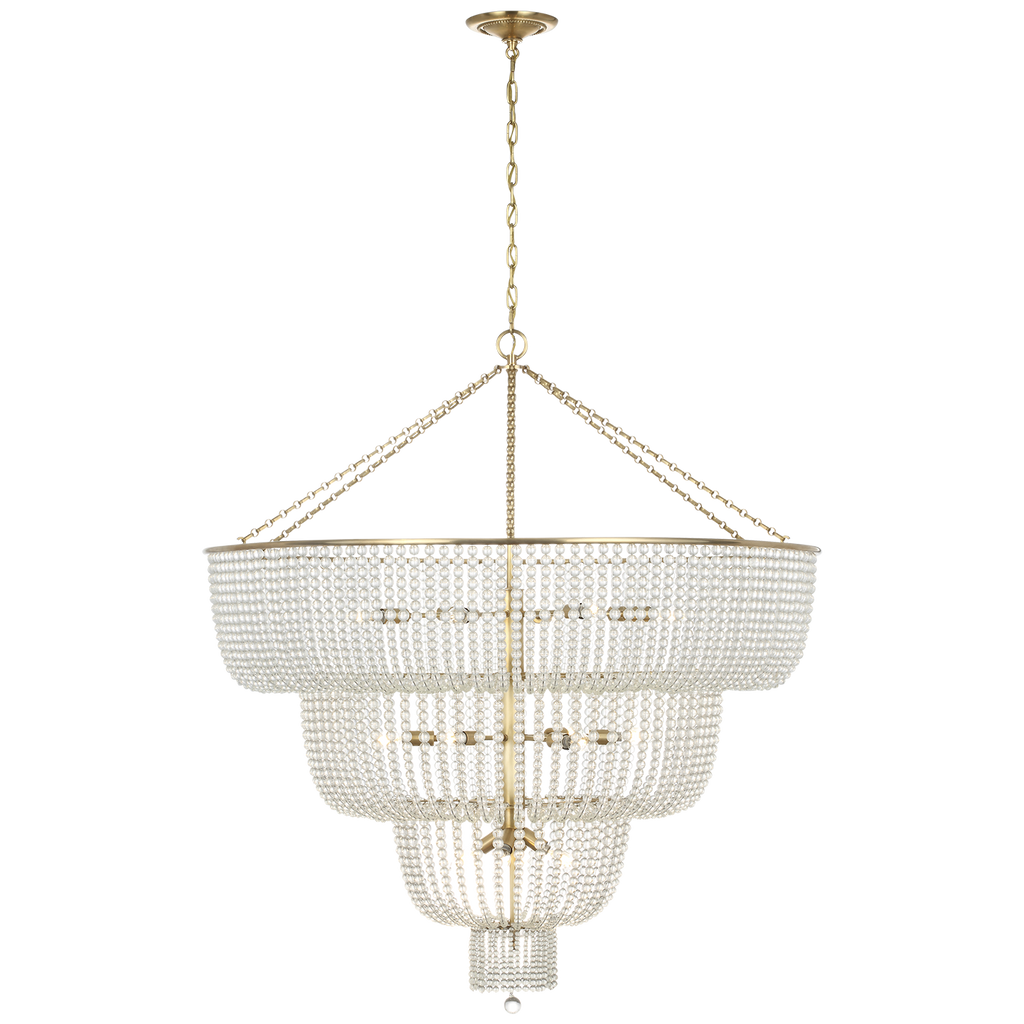 Jacqueline 46" Basket Chandelier | Hand-Rubbed Antique Brass | Clear Glass