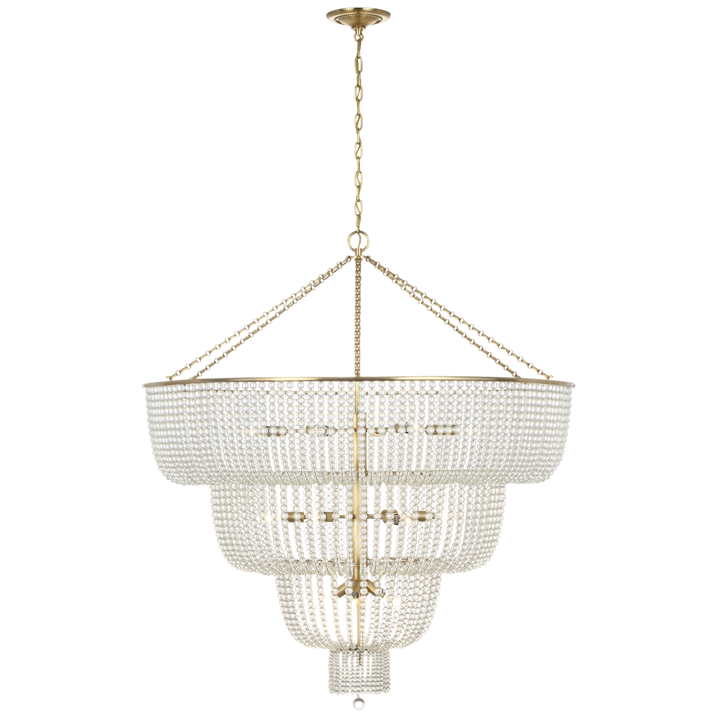 Jacqueline 46" Basket Chandelier | Hand-Rubbed Antique Brass | Clear Glass