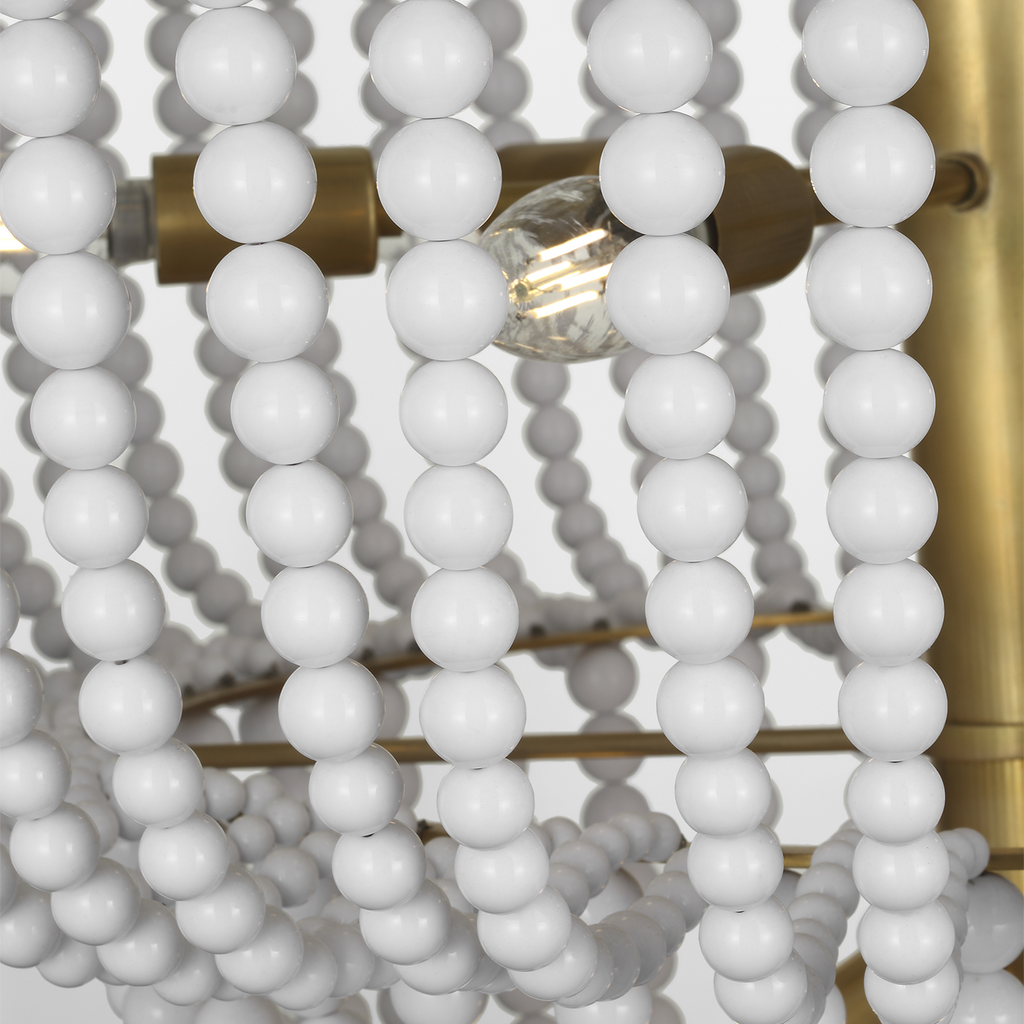 Jacqueline 46" Basket Chandelier | Hand-Rubbed Antique Brass | White Glass