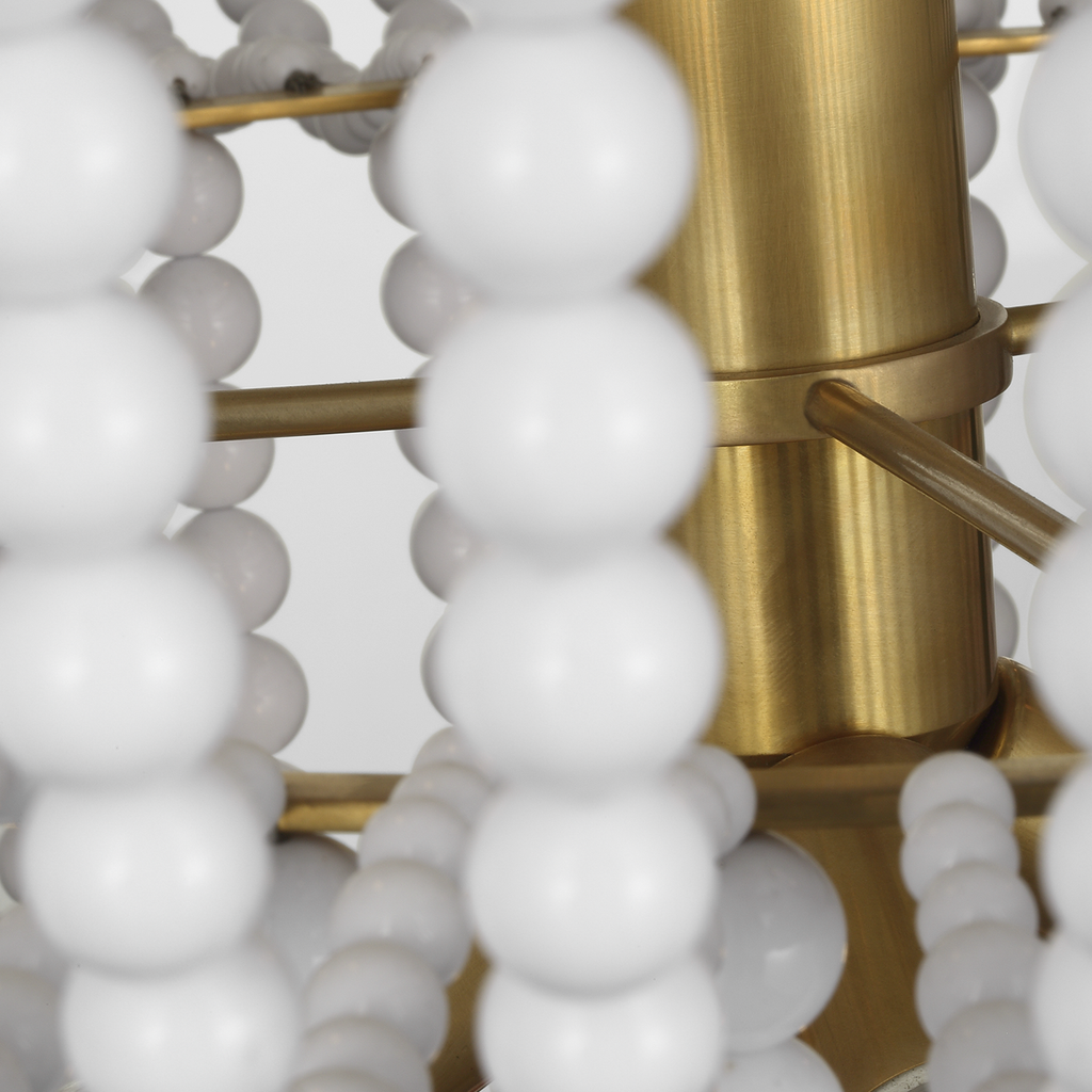 Jacqueline 46" Basket Chandelier | Hand-Rubbed Antique Brass | White Glass