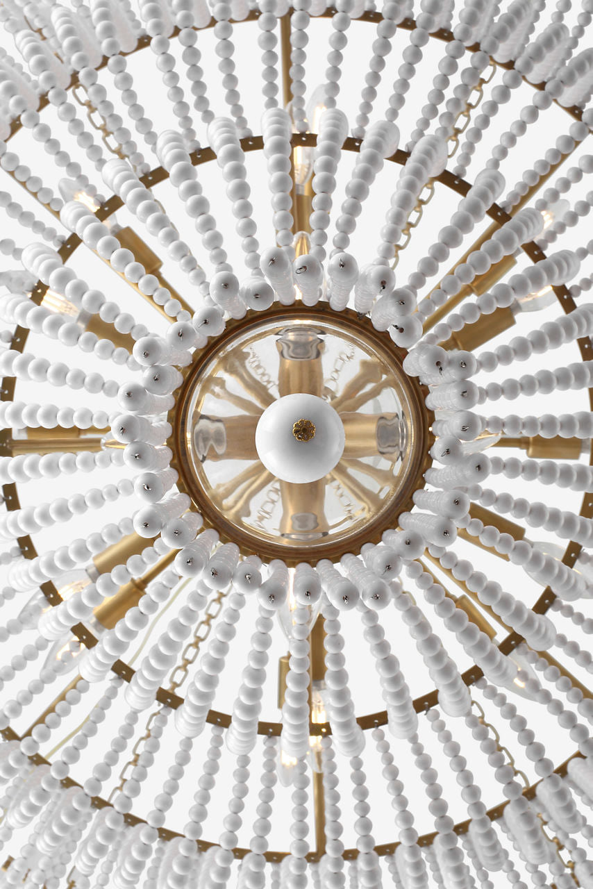 Jacqueline 46" Basket Chandelier | Hand-Rubbed Antique Brass | White Glass