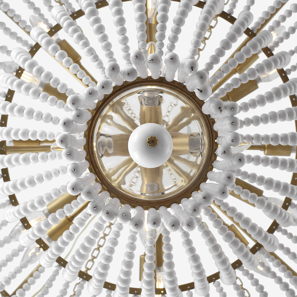 Jacqueline 46" Basket Chandelier | Hand-Rubbed Antique Brass | White Glass