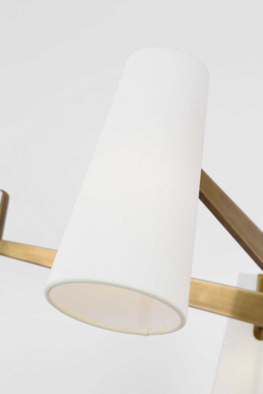 Olina 44" Chandelier | Hand-Rubbed Antique Brass and Mahogany | Linen Shades