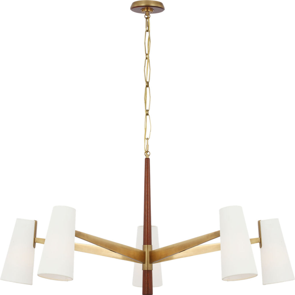 Olina 10" Sconce | Hand-Rubbed Antique Brass and Mahogany | Linen Shade