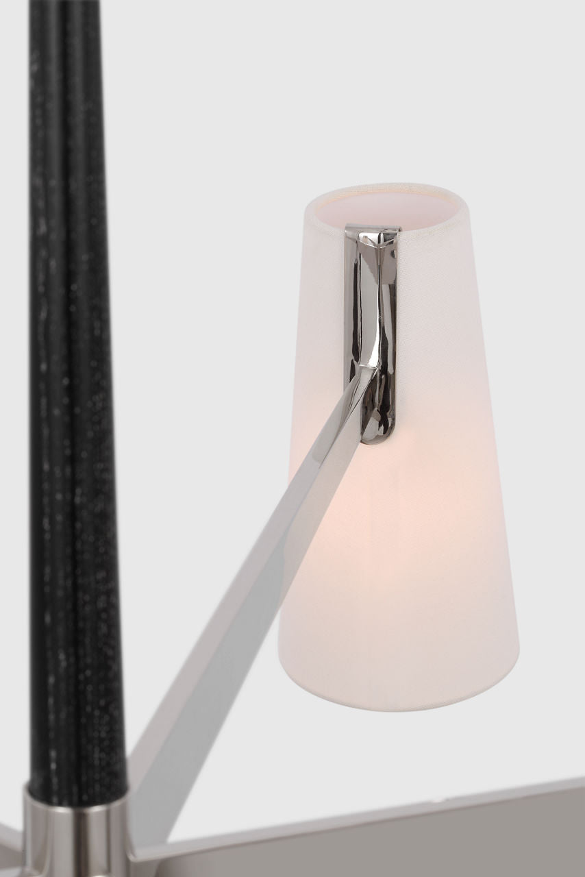 Olina 44" Chandelier | Polished Nickel and Ebony | Linen Shades