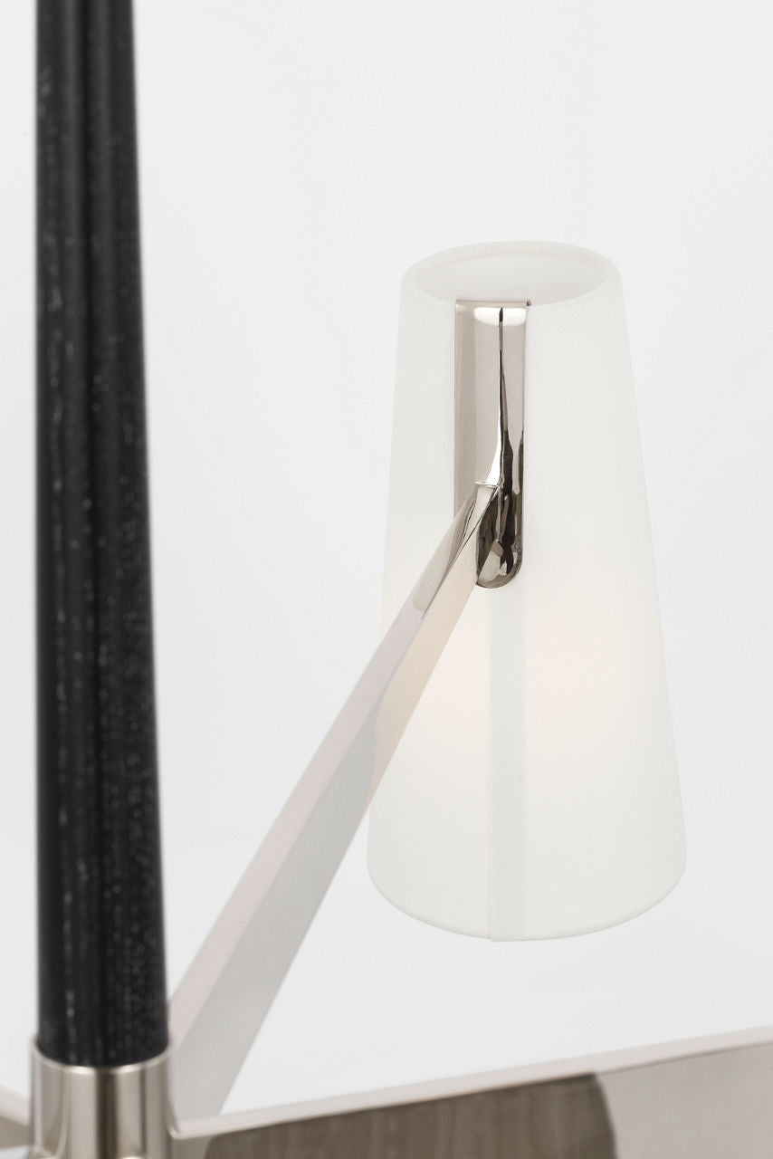 Olina 44" Chandelier | Polished Nickel and Ebony | Linen Shades