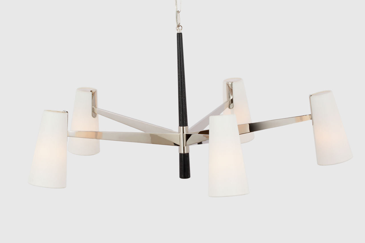Olina 44" Chandelier | Polished Nickel and Ebony | Linen Shades