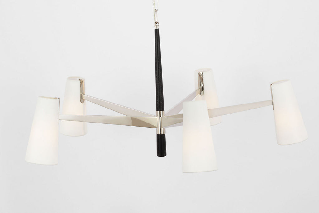 Olina 44" Chandelier | Polished Nickel and Ebony | Linen Shades
