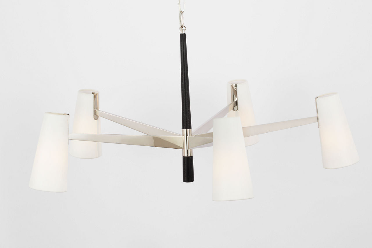 Olina 44" Chandelier | Polished Nickel and Ebony | Linen Shades