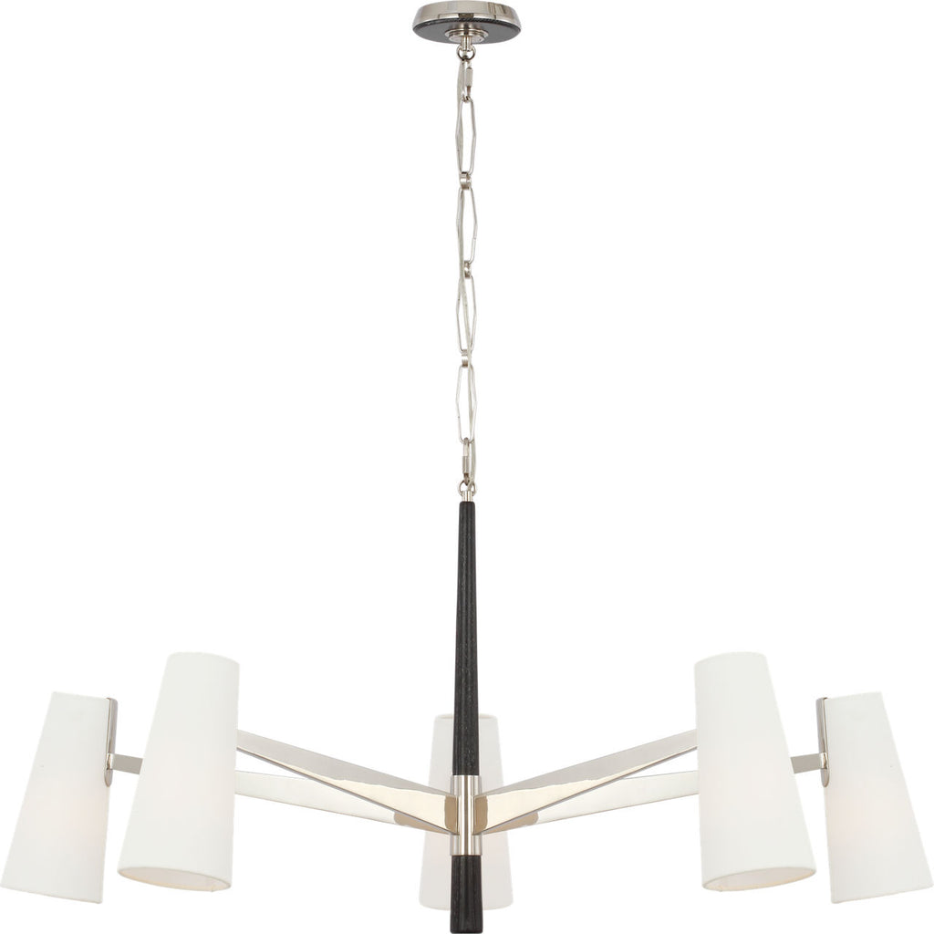 Olina 10" Sconce | Polished Nickel and Ebony | Linen Shade
