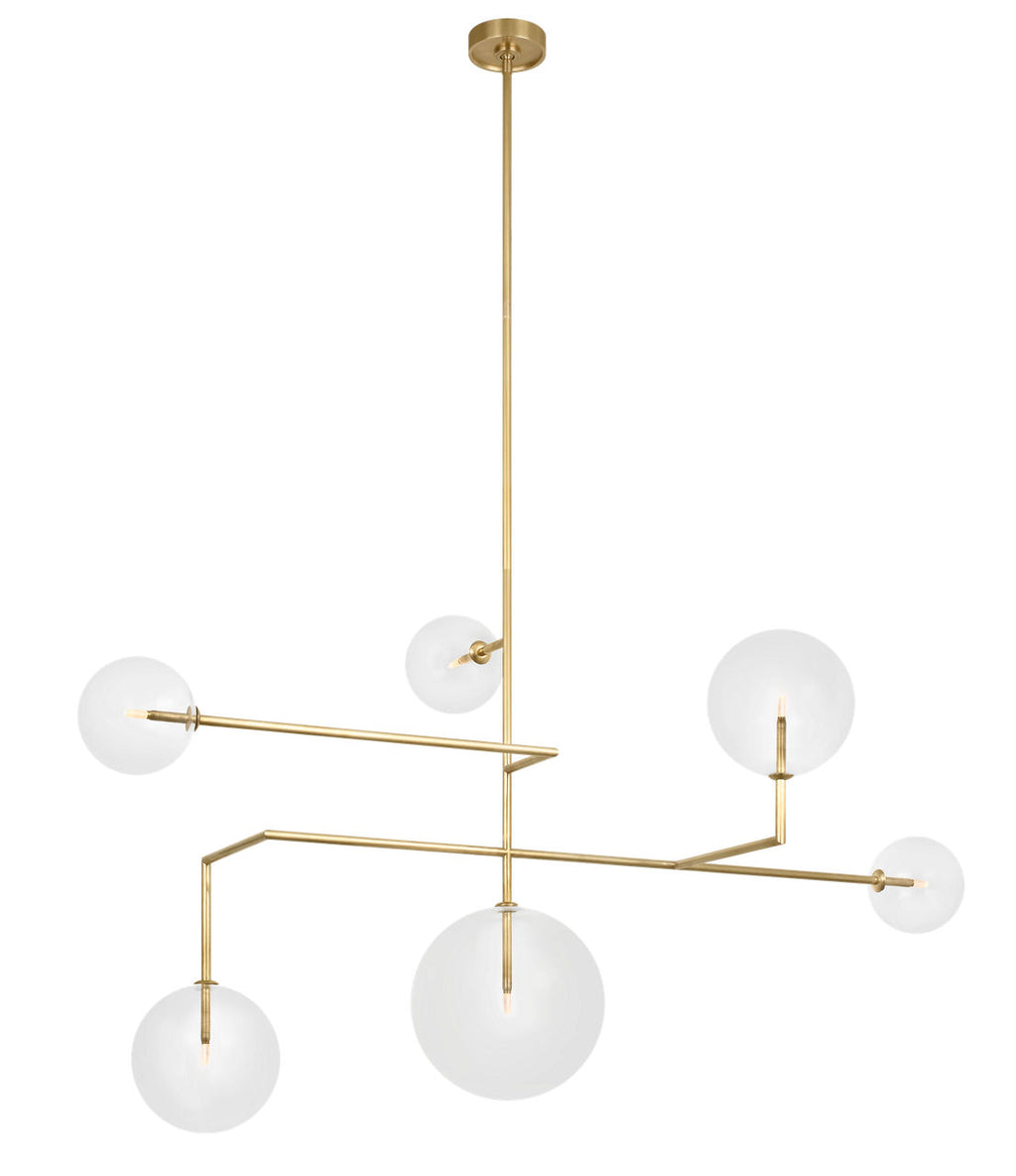 Linnea 59" Chandelier | Hand-Rubbed Antique Brass | Clear Glass