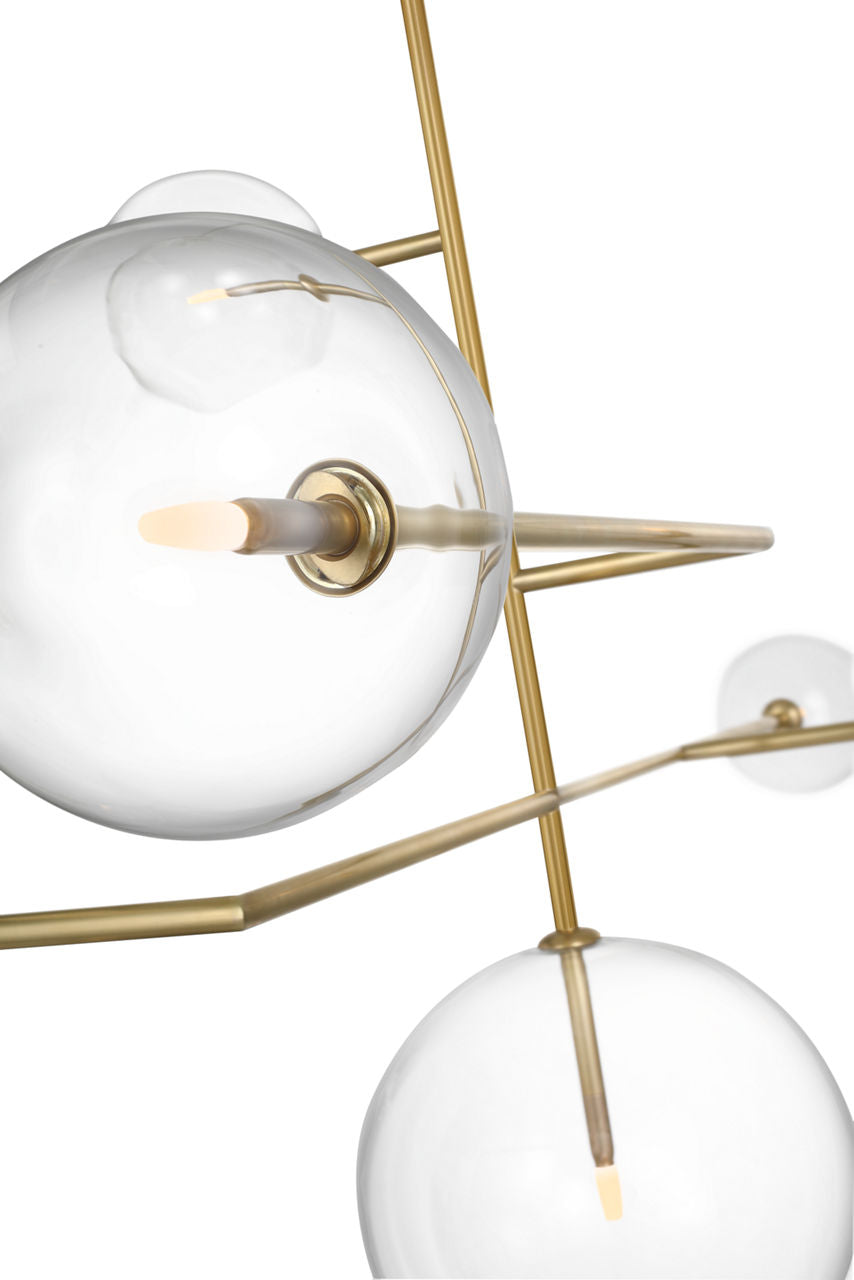 Linnea 59" Chandelier | Hand-Rubbed Antique Brass | Clear Glass