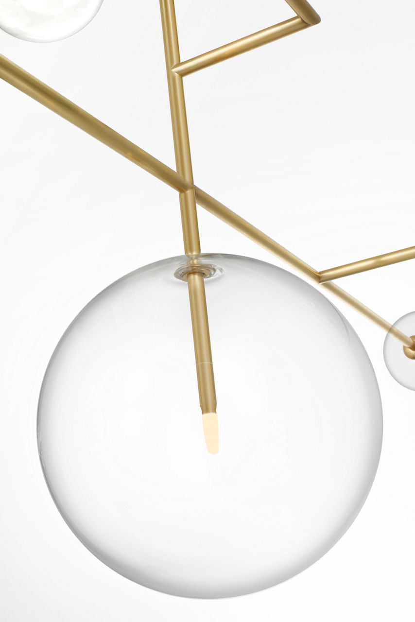 Linnea 59" Chandelier | Hand-Rubbed Antique Brass | Clear Glass