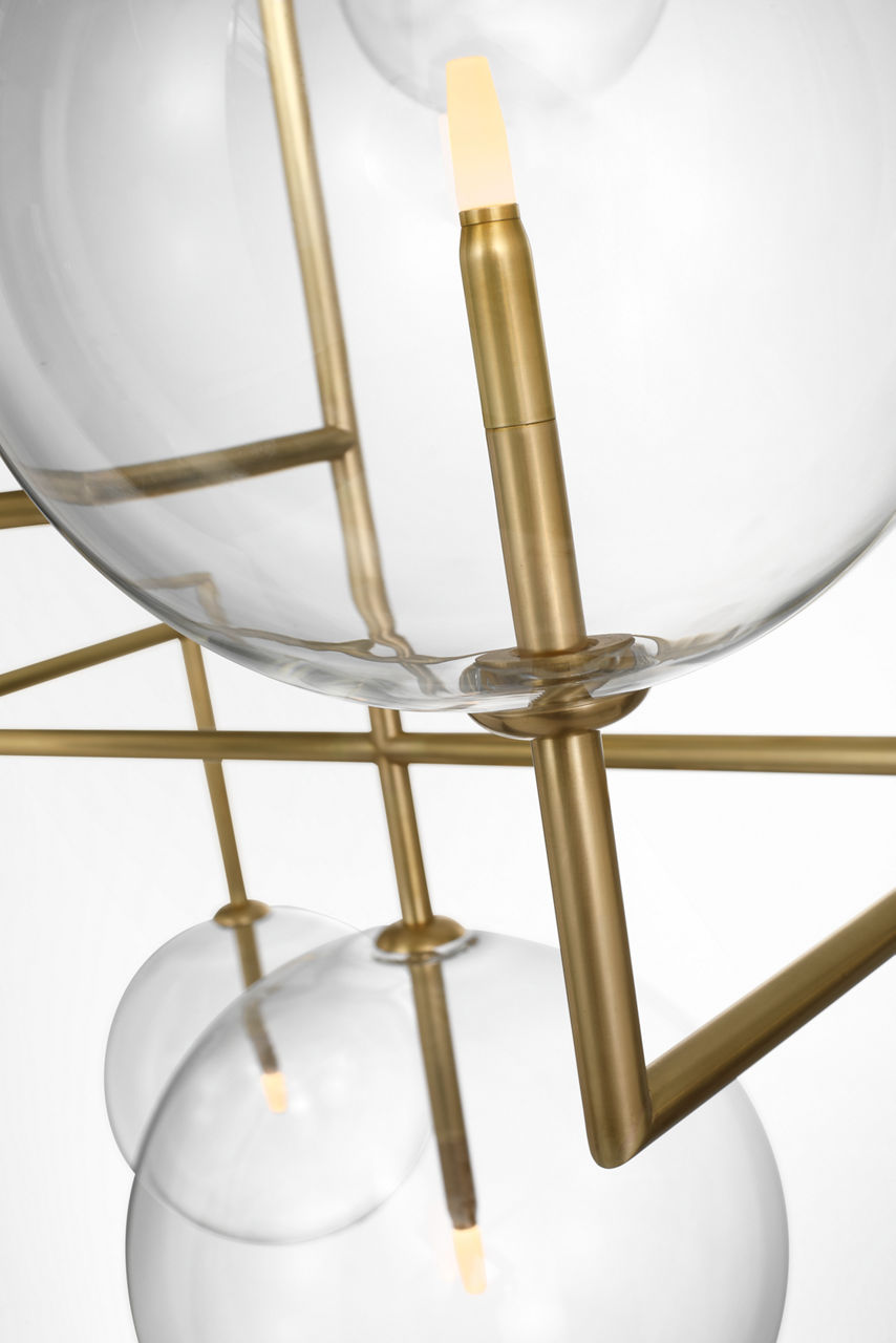Linnea 59" Chandelier | Hand-Rubbed Antique Brass | Clear Glass
