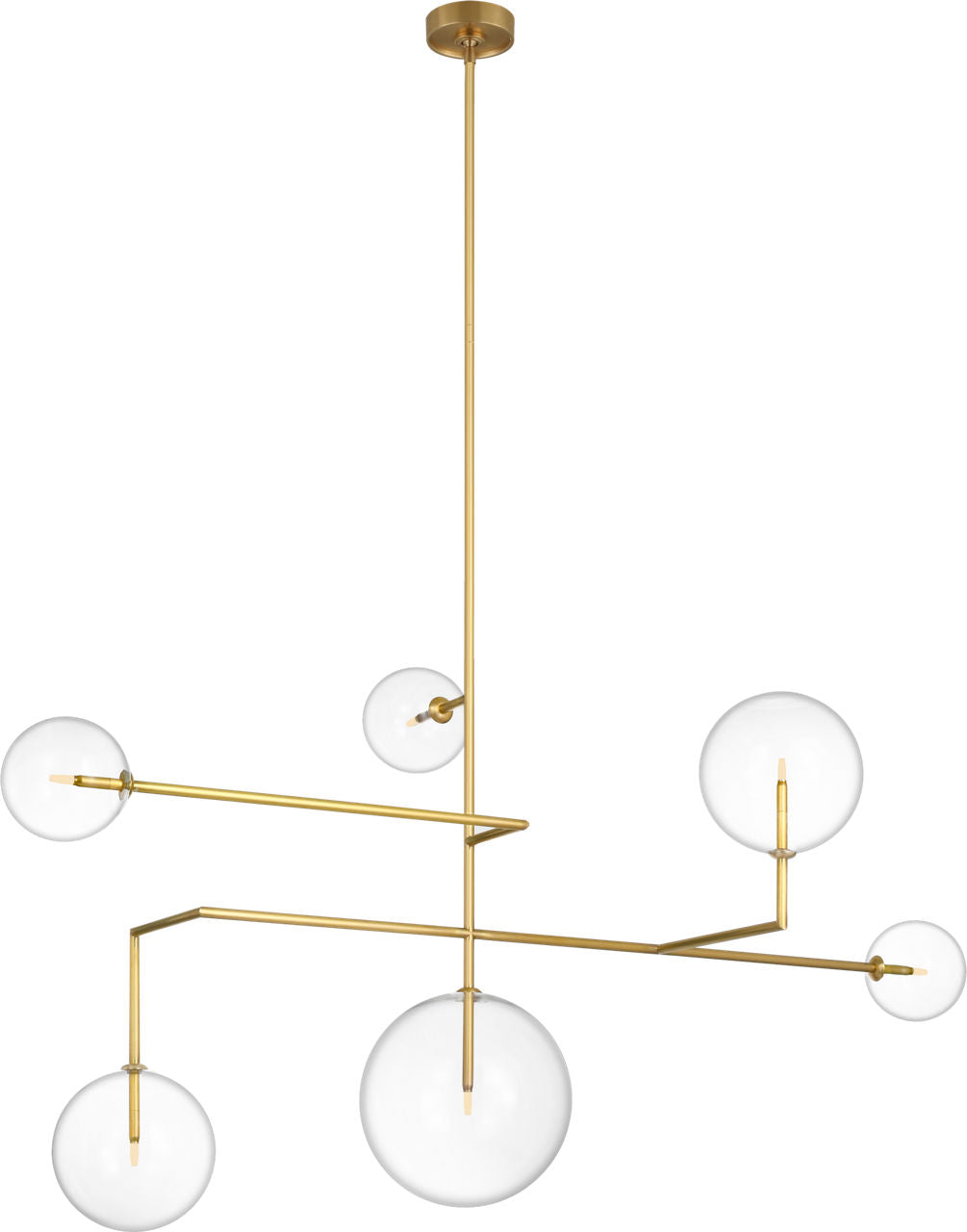 Linnea 59" Chandelier | Hand-Rubbed Antique Brass | Clear Glass