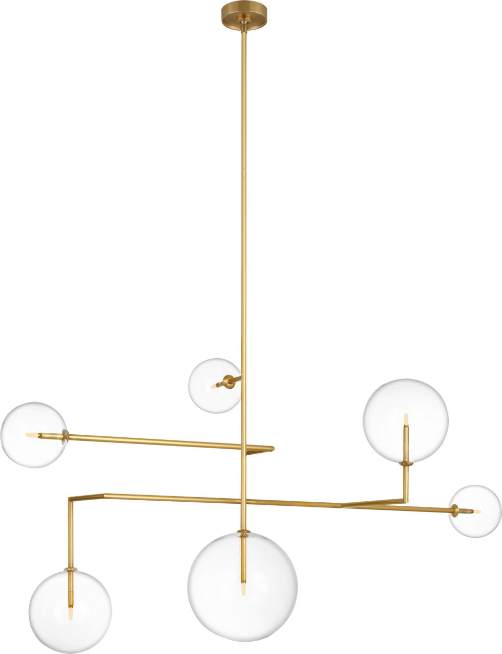 Linnea 59" Chandelier | Hand-Rubbed Antique Brass | Clear Glass