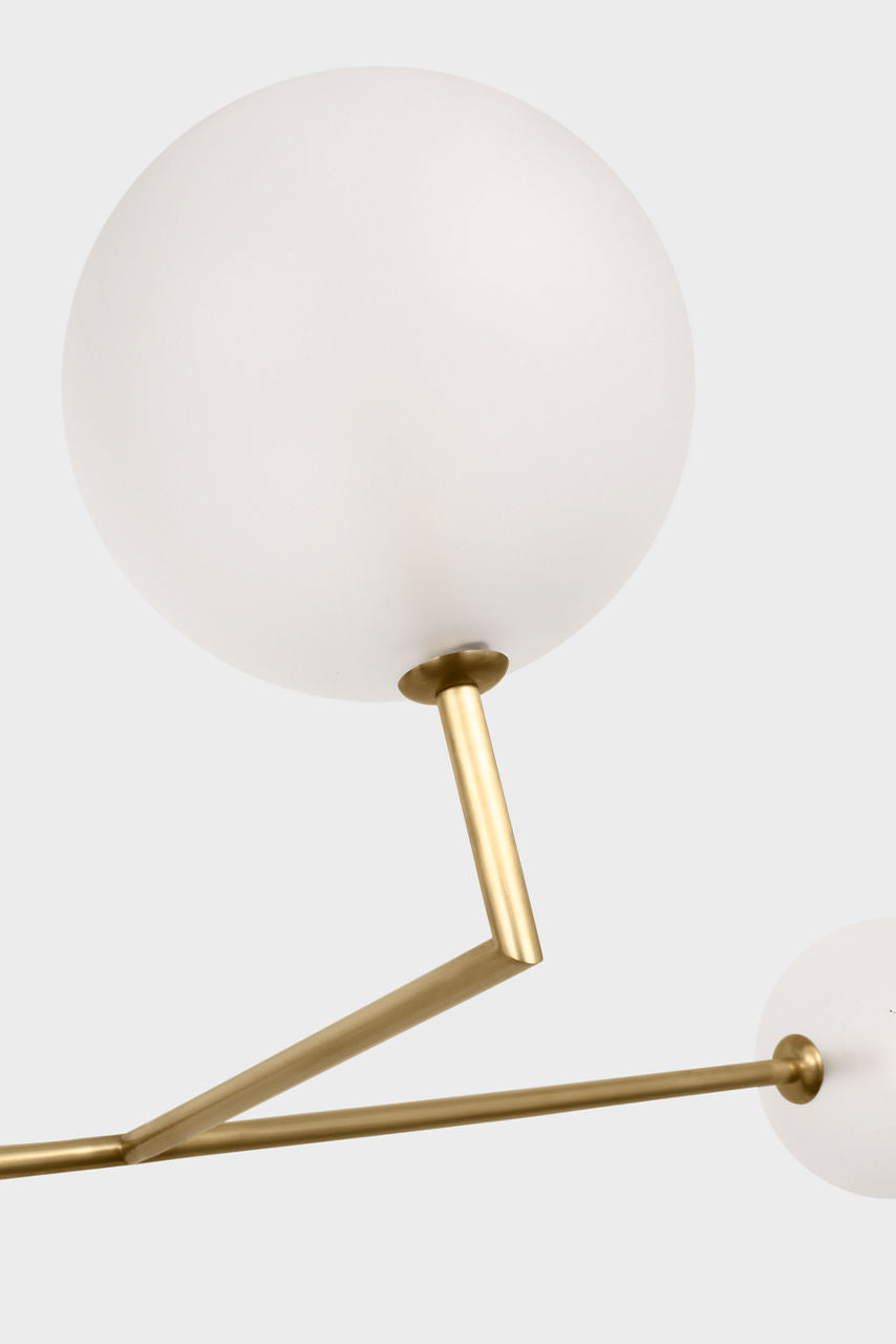 Linnea 59" Chandelier | Hand-Rubbed Antique Brass | Soft Etched Glass