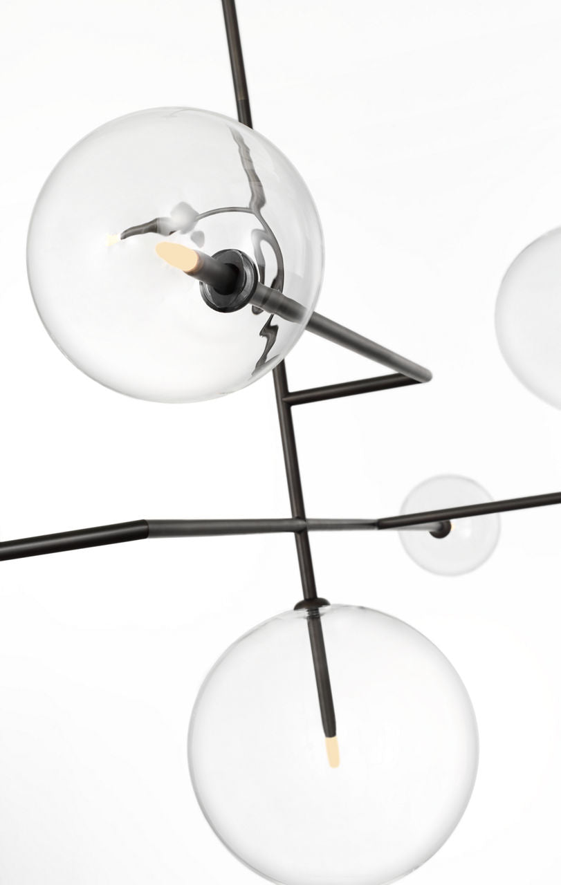 Linnea 59" Chandelier | Modern Iron | Clear Glass