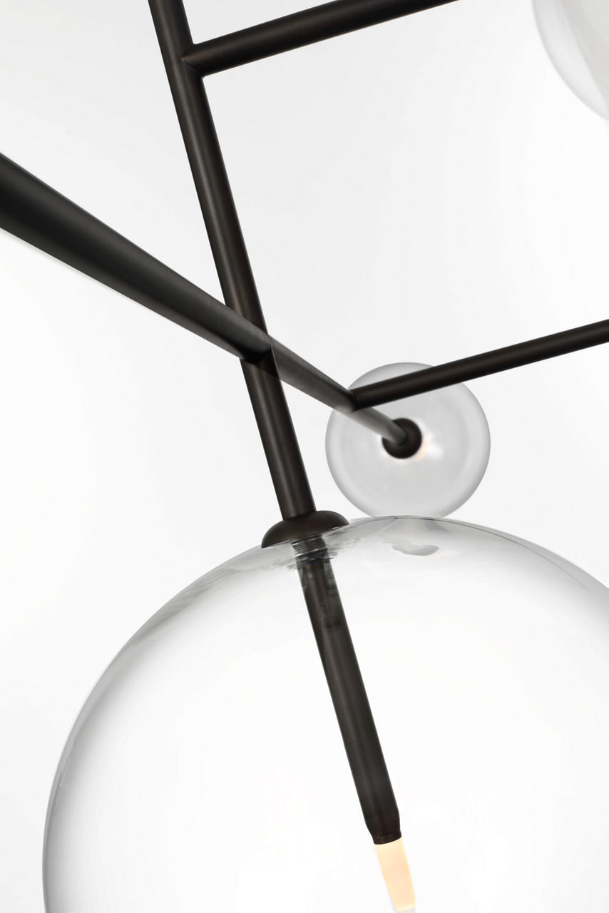 Linnea 59" Chandelier | Modern Iron | Clear Glass