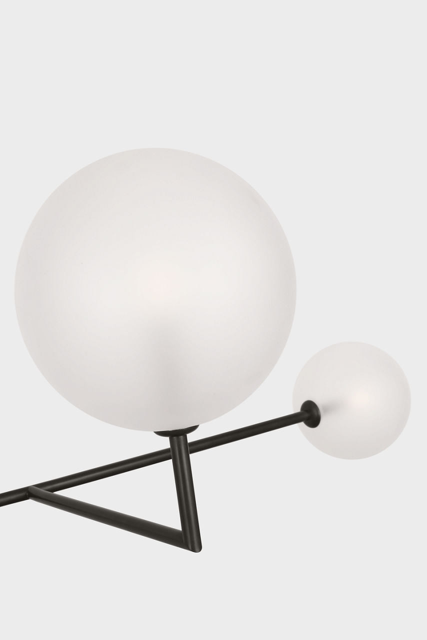 Linnea 59" Chandelier | Modern Iron | Soft Etched Glass