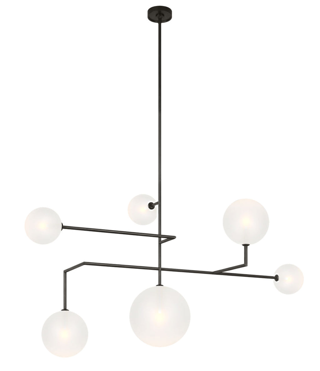 Linnea 59" Chandelier | Modern Iron | Soft Etched Glass